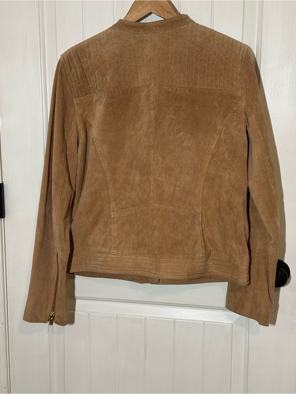 New York & Company Suede Moto Jacket in Tan - Picture 4 of 9